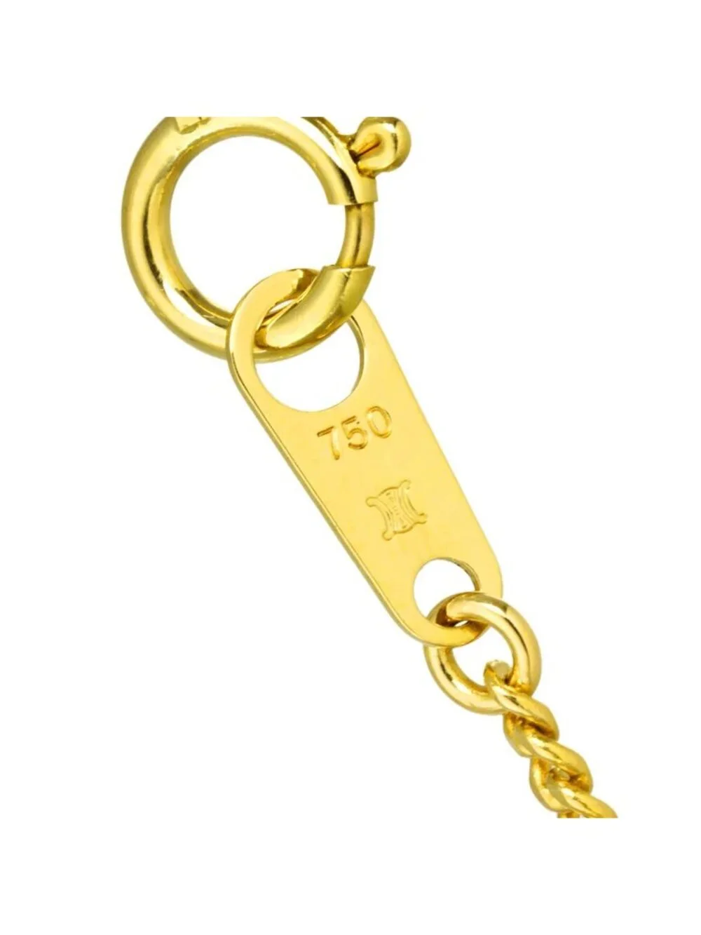 Celine Logo Double Circle Necklace 44.5 18k Yellow Gold 750 Neckalce